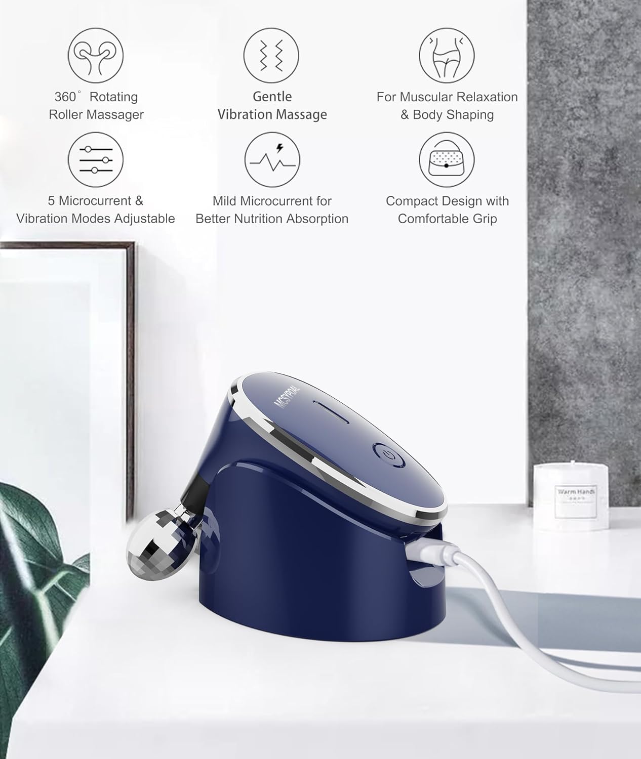 MCSYPOAL Microcurrent-Facial-Device, 5-in-1 Microcurrent Multifunctional Facial Massager, Face Roller Face Massager for Skin Care, Royal Blue