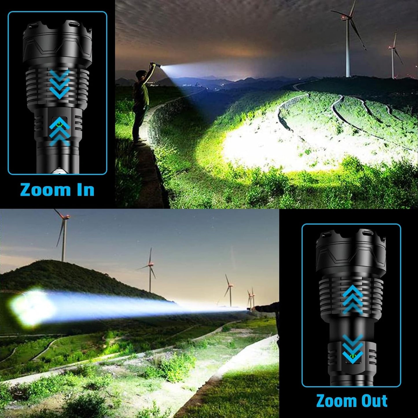 Sinvimes Rechargeable Flashlights High Lumens, 4000 LM XHP160.8 Powerful Tactical Flashlight with Zoomable & 6 Modes & IPX7 Waterproof, Super Bright Flashlight for Camping, Hiking, Emergencies