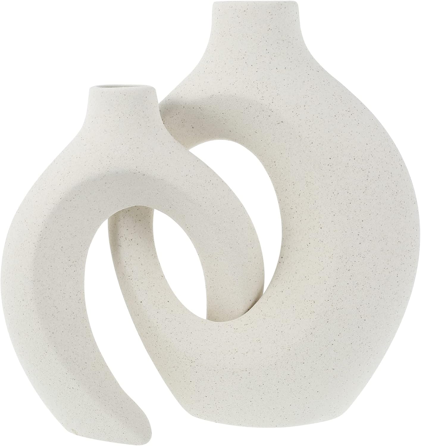 Abizarch 2Pcs Hollow Ceramic Vase Set, Nordic Modern Boho ins Style Decorative Ceramic Aesthetic Flower Vase for Home Decor, Large Modern Ceramic Flower Vases for Wedding Party Dinner