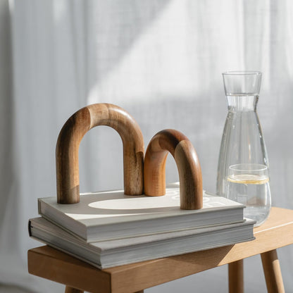 PEAKOLY Wood Arch Bookshelf - Modern Home Decor Accents for Coffee Table, Entryway, Living Room, Desk - Decorative Objects and Aesthetic Shelf Items