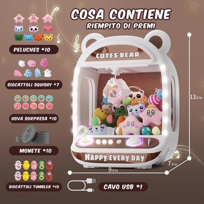 Skirfy Claw Machines for Children, Unicorn Toys for Girls Ages 6 and up, Mini Vending Machine for Arcade Games with Squishy Fidget Toys, Claw Machine, Easy to Control, Brown