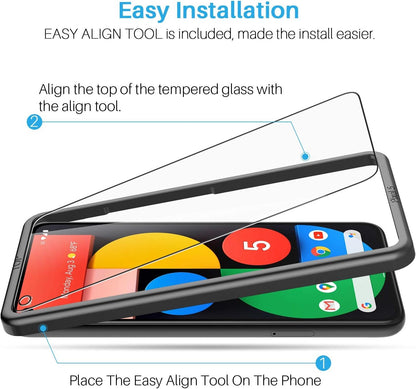 LK [6 Pack] 3 Pack Screen Protector for Google Pixel 5 + 3 Pack Camera Lens Protector, Anti-Scratch, Easy-Installation Tool, Tempered Glass 9H Hardness for Google Pixel 5