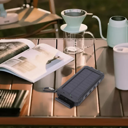 Solar Charger, 20000mAh Portable Bank, 6.22x3.07x0.98 inches Adorable Compact Wireless Fast Charging Device with Flashlight, Outdoor Battery Backup for Camping Hiking Phones