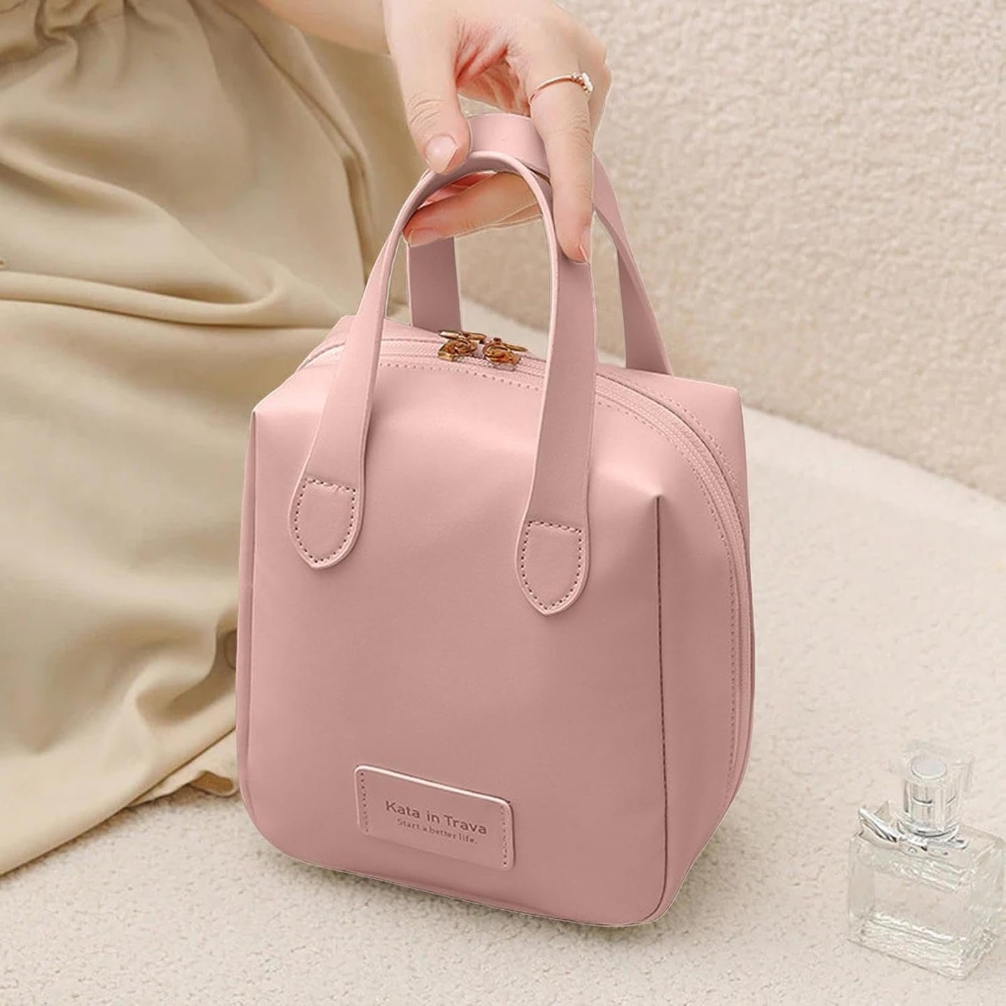 Toiletry Bag - Leather Hanging Organizer | Makeup Cosmetic Bag Travel Organizer Portable Travel Toiletry Organizer Toiletries Hygiene Bag, pink, Se rÃ©fÃ©rer au descriptif, Refer to description
