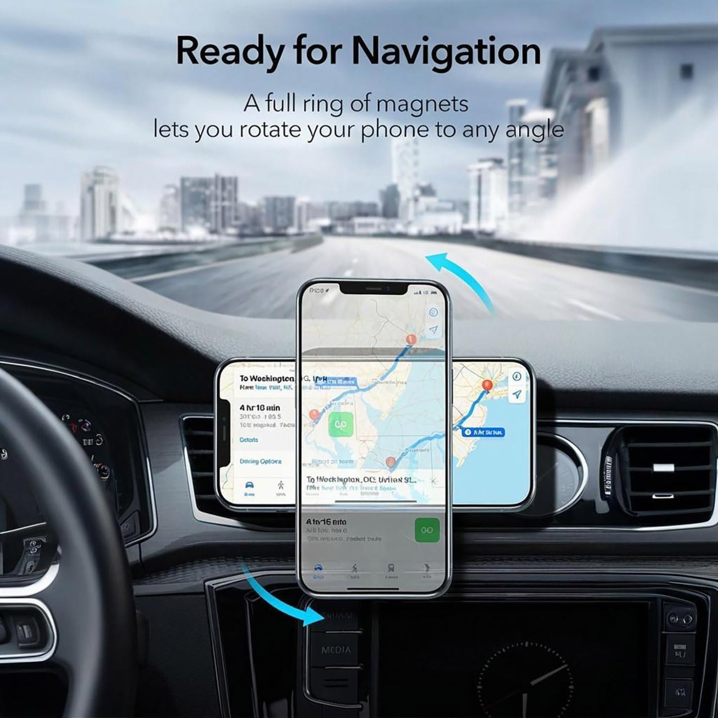 Magnetic Wireless Car Charger Mount 15W Car Phone Holder Compatibl with iPhone 12-16 Series,Vent Windshield Dash Mount Phone Charger Holder Mount (Black Magnetic)