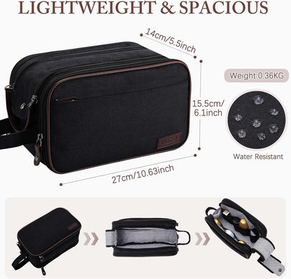 Toiletry Bag for Men Women, VASCHY Large Travel Toiletry Bag with Multi-Compartment Water Resistant Hanging Dopp Kit Shaving Bag for Bathroom, Cosmetic, Gym, Outdoor Black