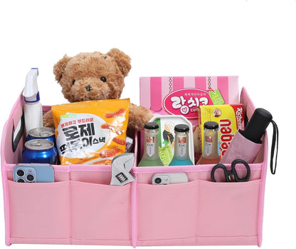 austoces Car Trunk Organizer and Storage Bin Small Essentials Collapsible Organization Accessories for SUV/Sedan Pink