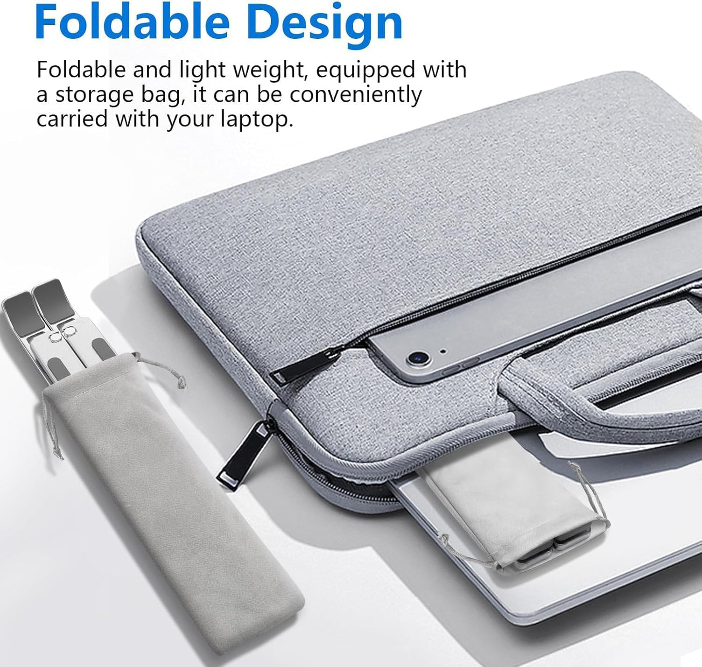 Laptop Stand, HLculture Portable Adjustable Tablet Stand, Foldable Aluminum Laptop Holder Riser, Compatible with MacBook Air, MacBook Pro, HP, More 10-15.6" Laptops & Tablet (Silver-2Pack)