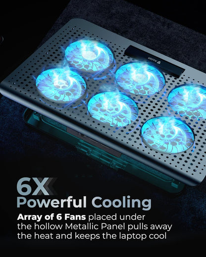 RAEGR RapidCool 900 Aluminium Laptop Cooling Pad |Two USB Port | with Multi-Angle Adjustment & Adjustable wind speed, Metal Support | Foldable Anti-Skid Baffle | Compatible with Laptops Upto 17-inches