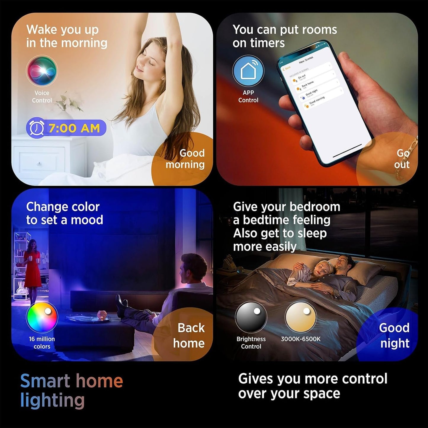 TALOYA Smart Ceiling Light Flush Mount LED WiFi,Compatible with Alexa Google Home,Dimmable Low Profile Ambient Light Fixture for Bedroom Living Room Hallway Kitchen Nursery,12 Inch,RGB