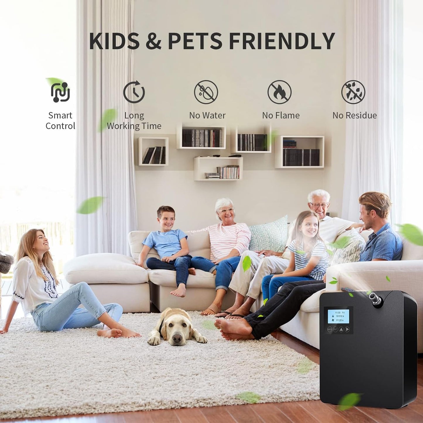 300 ML Smart Scent Air Machine for Home, Waterless Essential Oil Diffuser with Nebulizing Tech, Bluetooths & Wi-Fi Control, 2000 SQFT Coverage HVAC Scent Diffuser, for Home, Hotel, Spa White