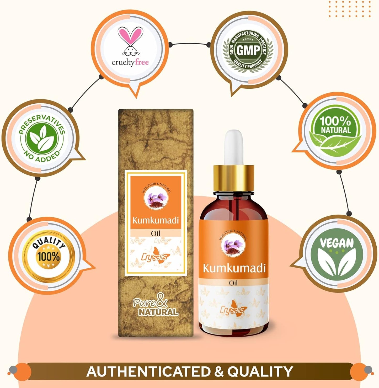 Crysalis Kumkumadi (Crocus Sativus) Oil |100% Pure & Natural Undiluted Essential Oil- 15 ml with Dropper