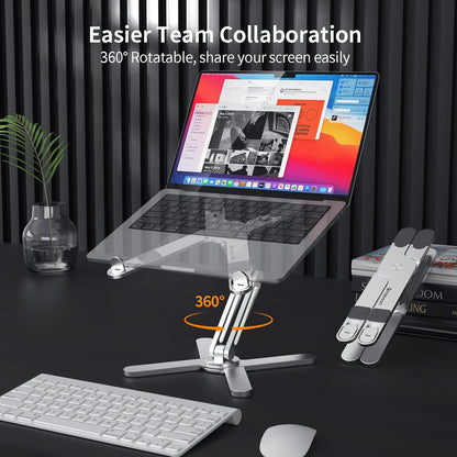 Laptop Stand Kamoon Portable Adjustable Tablet Computer Stand Aluminum Alloy Folding Laptop Stand Compatible MacBook Air Pro, HP More 10-15.6" Laptops & Tablet (Silver-03)