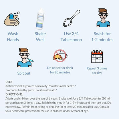 StellaLife Oral Rinse: Dry Mouth Mouthwash, Natural Daily Dental Hygiene for Healthy Gums, Fresh Breath, Sugar Free, Propolis, Xylitol, Advanced Healing After Dental Procedures (16 fl oz, Spearmint)