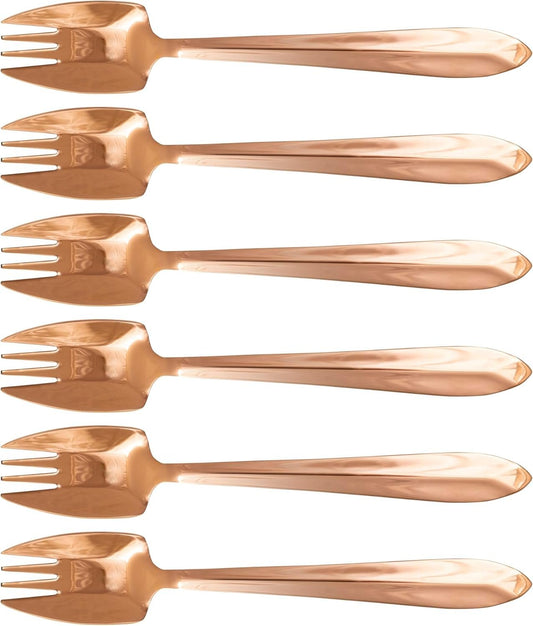 Splayd Black Label Mirror Finish Cutlery Set, Rose Gold (6 Pieces) | Versatile All-in-One Eating Utensil | 18/8 Stainless Steel | Perfect for Casual Entertainment | Stylish and Elegant Design