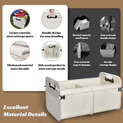 Sposuit Trunk Organizer for Car - 70L Collapsible Trunk Storage with 11 Pockets & Reinforced Handles, SUV Trunk Organizers for Grocery Cargo(White)