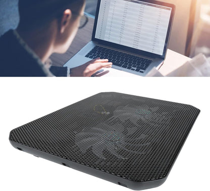 Cooling Pad, 7 Height-Adjustable Laptop Cooling Pad, Cooling Stand Cooler with Two Extremely Quiet Fans, Laptop Cooling Stand with LED Lights, USB Port, for Most (M10B)