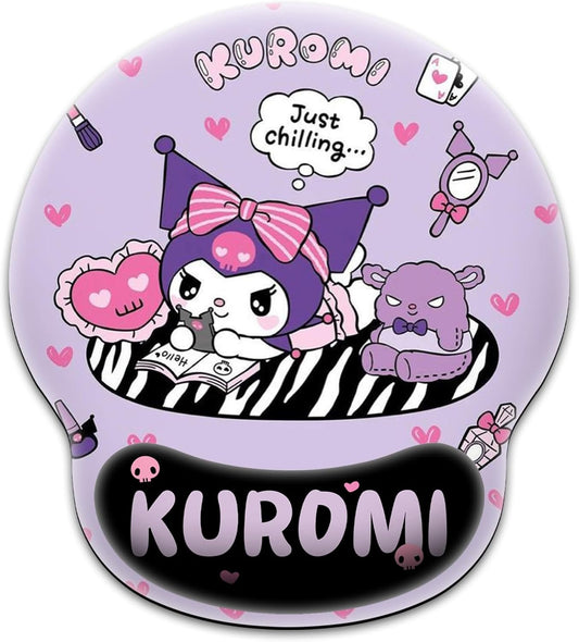 Kawaii Mouse Pad with Wrist Support, Cute Ergonomic Mouse Pads with Non-Slip Base for Home Office Decor for Women Essentials Desk Decor Accessories (Purple01)