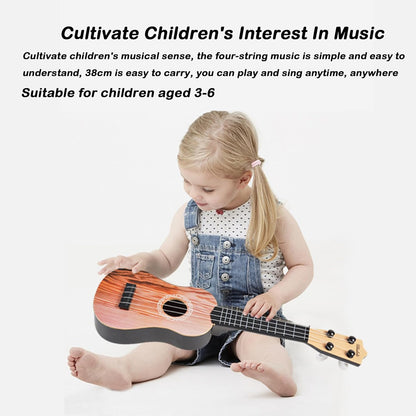 Guitar Toy for Children, Guitar for Children, Ukulele Children, Guitar Toy, for Children with 4 Adjustable Strings, Educational Learning Toys (Mogano 15 inch)