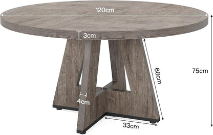 Tribesigns Round Dining Table for 4, 47 Inch Grey Kitchen Table Large Dinner Table Farmhouse Wood Kitchen Dinning Table for Dining Room Kitchen,Living Room (Chairs not Included)