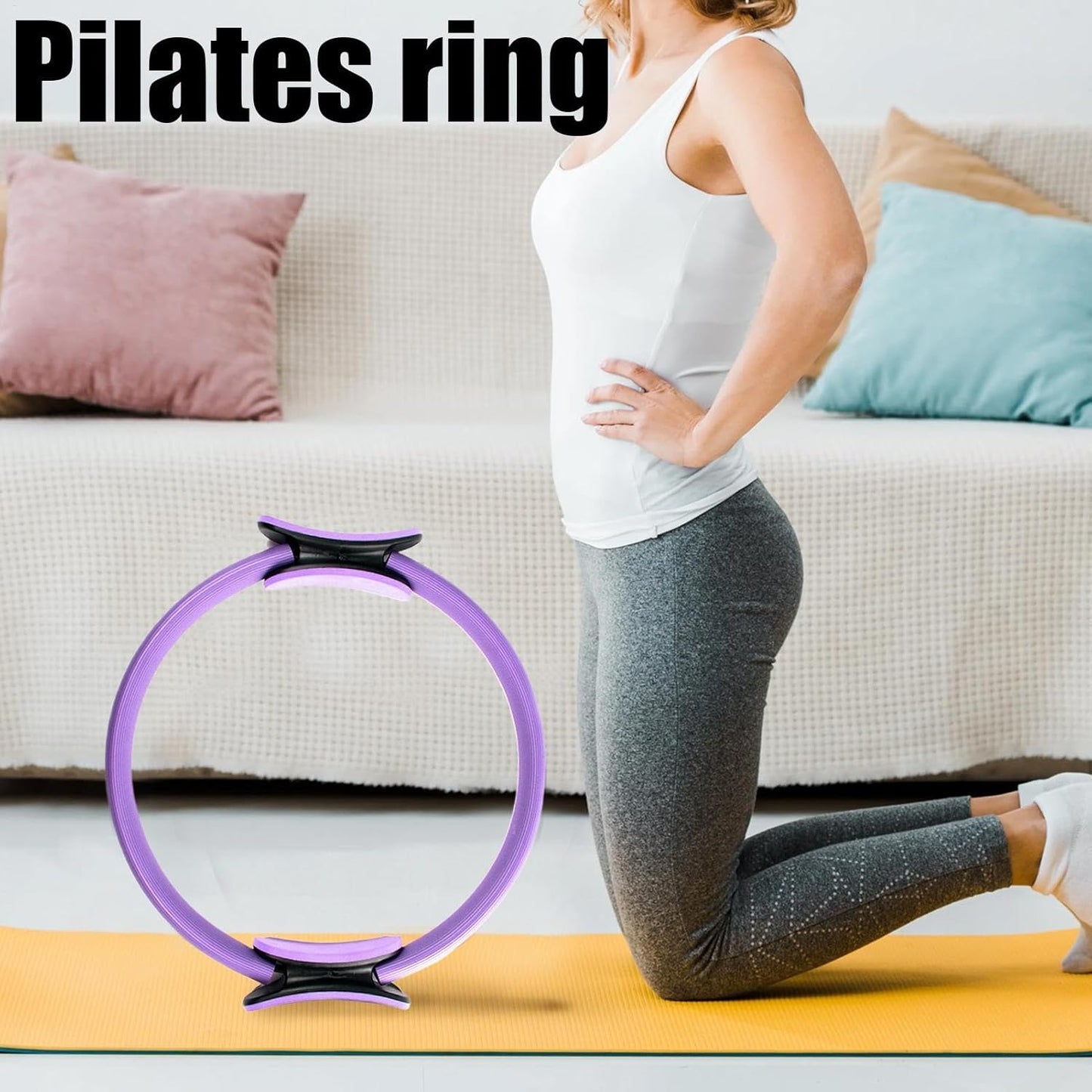 Pilates Ring and Ball Set - Pilates Ring Yoga Ball Resistance Bands,5X Workout Equipment, Home Gym Accessories, Stretching Belt Yoga Bands for Women