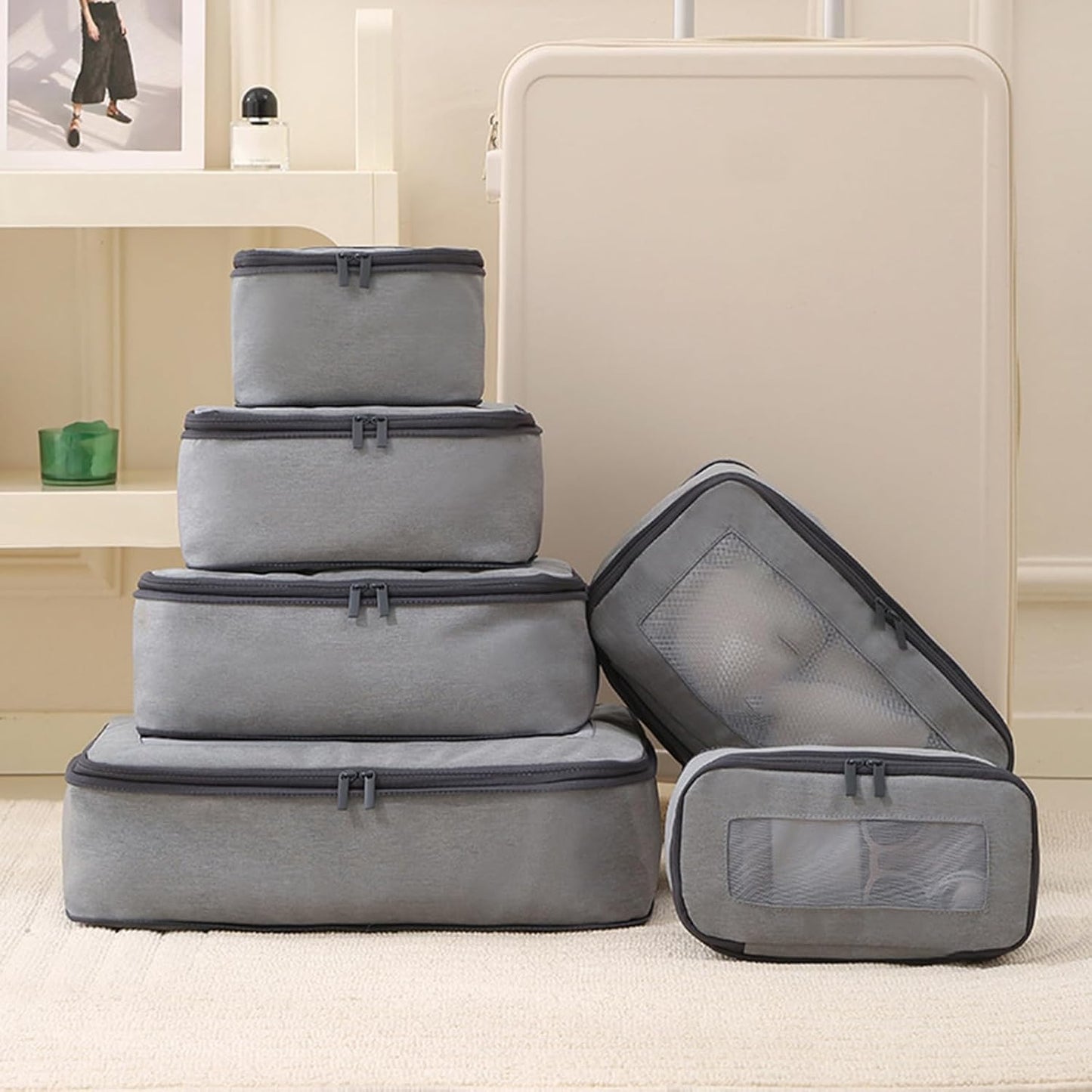 Mumuve 6pcs Travel Packing Cube Set Space Saver Storage Organizer for Efficient Packing Space Saving Storage