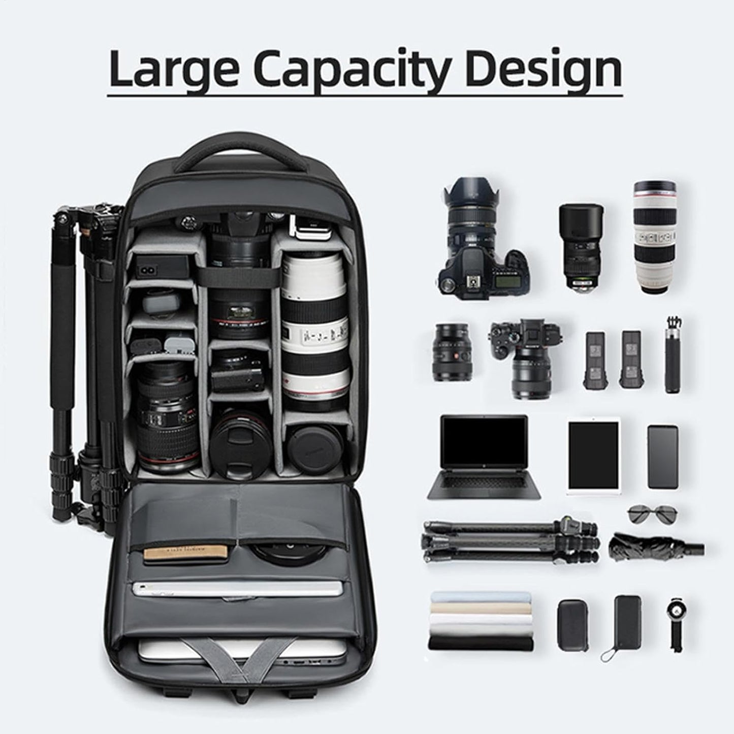 Camera Gear Backpack, Photography Travel Bag, Camera Carrying Bag, Mirror Camera Bag, Large Camera Backpack, DSLR Gear Bag, Outdoor Camera Backpack, Lens Storage Bag, Camera Travel Case, Camera Ge,,