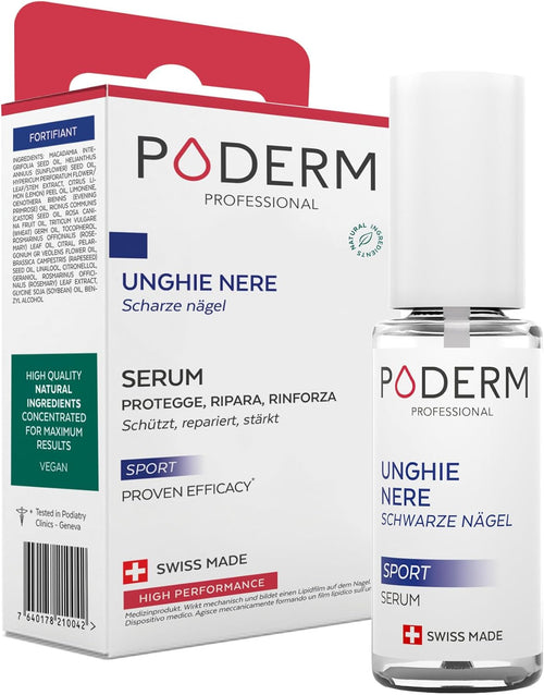 PODERM - Black and processed nails | Anti-haematoma, antifungal, antibacterial and restorative foot care | Professional foot / hand care | Quick and easy | Swiss made