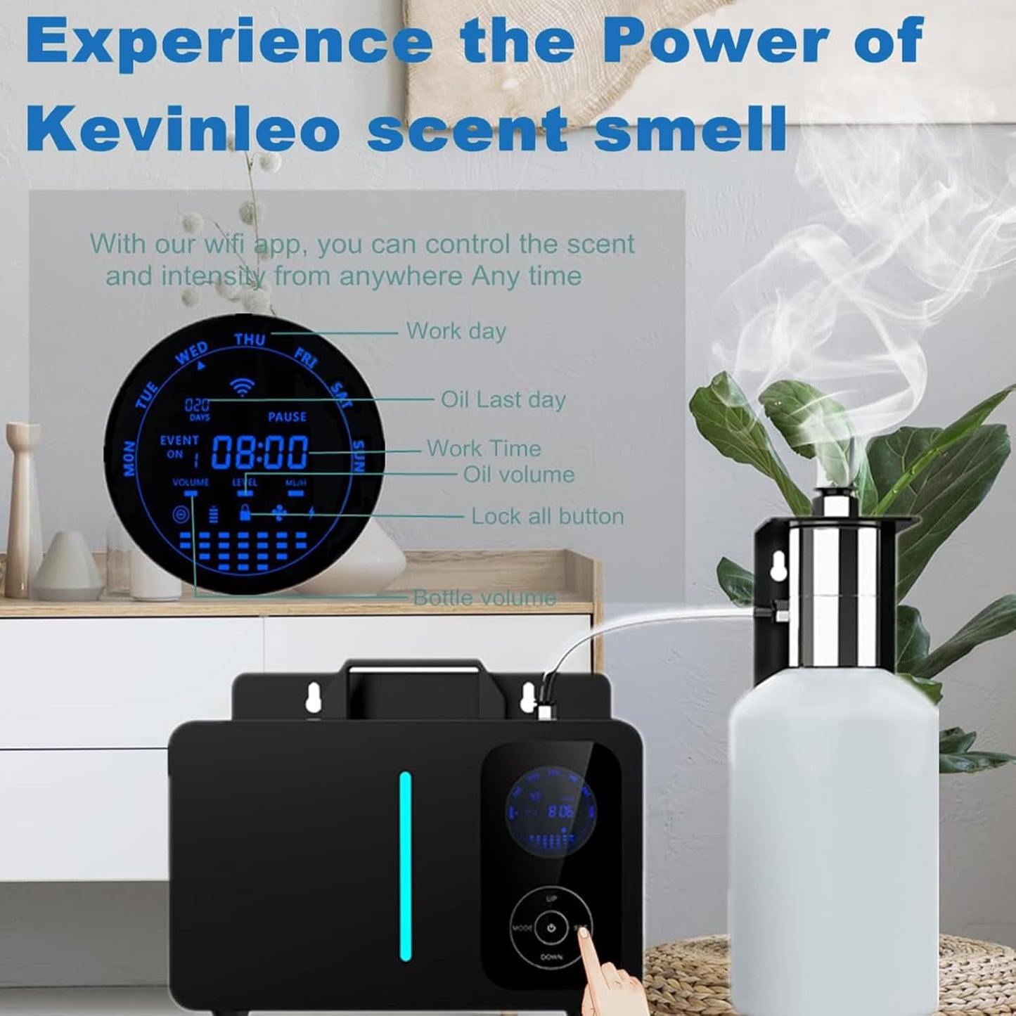 Scent Air machine Connect HVAC air conditioning, Intelligent APP control Diffuser for 8000-10000m³ Area 2000ml Powerful Scent for Waterless Cold Essential Oil Diffuser for Large Room, Office, Home