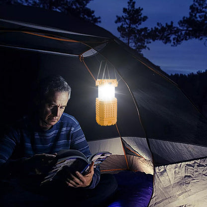 Solar Camping Light, Bright Solar-Powered Lantern, Rechargeable 3000mAh Waterproof Portable Lamp, Travel Backpacking Hiking Fishing Survival Gear, Size 3.15x3.15x5.12 inches