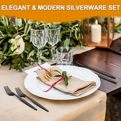 Black Silverware Set, 40pcs Stainless Steel Flatware Set for 8, Tableware Cutlery Set, Utensils for Home, Restaurant, Hotel, Include Knife Fork Spoon Set,Dishwasher Safe