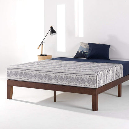 Zinus Blake 35cm Double Bed Frame Bed Base Mattress Support Foundation - Wood Slats Solid Timber Wood Bed, Bedroom Furniture, Walnut Brown, Easy Assembly