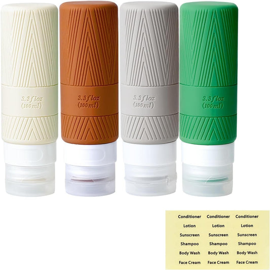 Travel bottles for Toiletries, 100ML TSA Approved Travel Size Toiletries BPA Free Travel Containers for Toiletries Leak Proof Refillable Silicone Travel Bottles