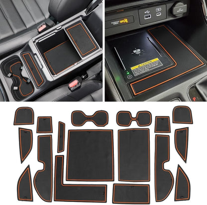 Auovo Anti-Dust Mats Compatible with Honda CRV CR-V 2023 2024 Door Slot Pad Car Interior Automotive Accessories Center Console Liners Cup Holder Liners(17PCS/Set) (Orange) (Updated),(TP-CRV23)