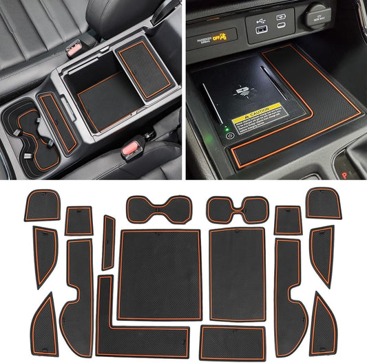 Auovo Anti-Dust Mats Compatible with Honda CRV CR-V 2023 2024 Door Slot Pad Car Interior Automotive Accessories Center Console Liners Cup Holder Liners(17PCS/Set) (Orange) (Updated),(TP-CRV23)