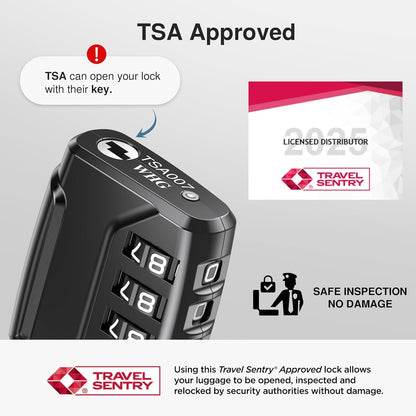 Puroma 4 Pack TSA Approved Luggage Locks, 4 Digit Combination Travel Locks Resettable Code Lock with Zinc Alloy Body for Suitcase, Toolbox, Backpack, Bag, Gym Locker (Black)