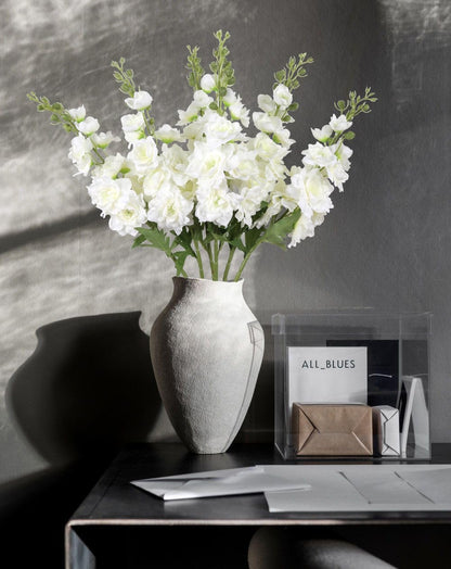 Rzoukler White Delphinium Artificial Flower 6PCS Larkspur Silk Delphinium Flowers 29.52" Long Stem Fake Flower for Tall Vase Wedding Floral Arrangements Home Table Decor(White)