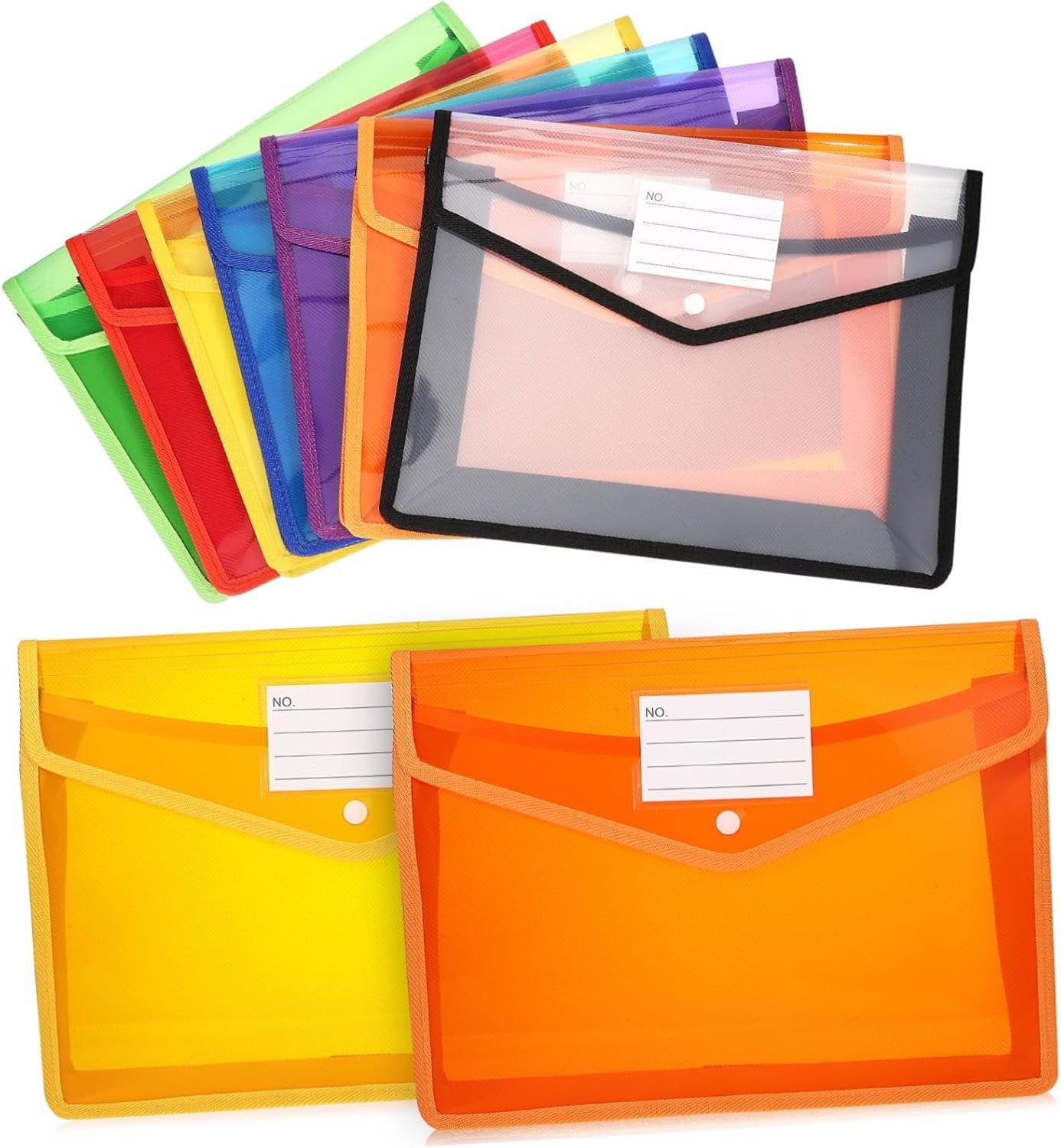jojofuny 7pcs Document Organizer File Bags with Button Closure and Label Pocket Stylish and Practical Folders for Home Office Use Enhance Workspace Organization