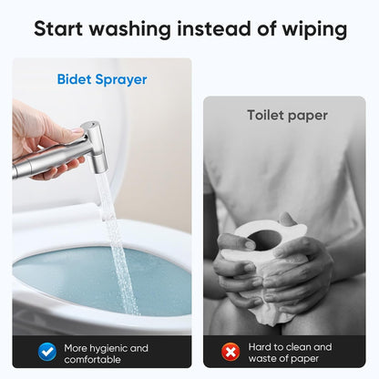 Arofa Handheld Bidet Sprayer for Toilet-Adjustable Water Pressure Control with Bidet Hose for Feminine Wash, Stainless Steel Brushed Nickel Cloth Diaper Bidet Toilet Sprayer for Baby Wash