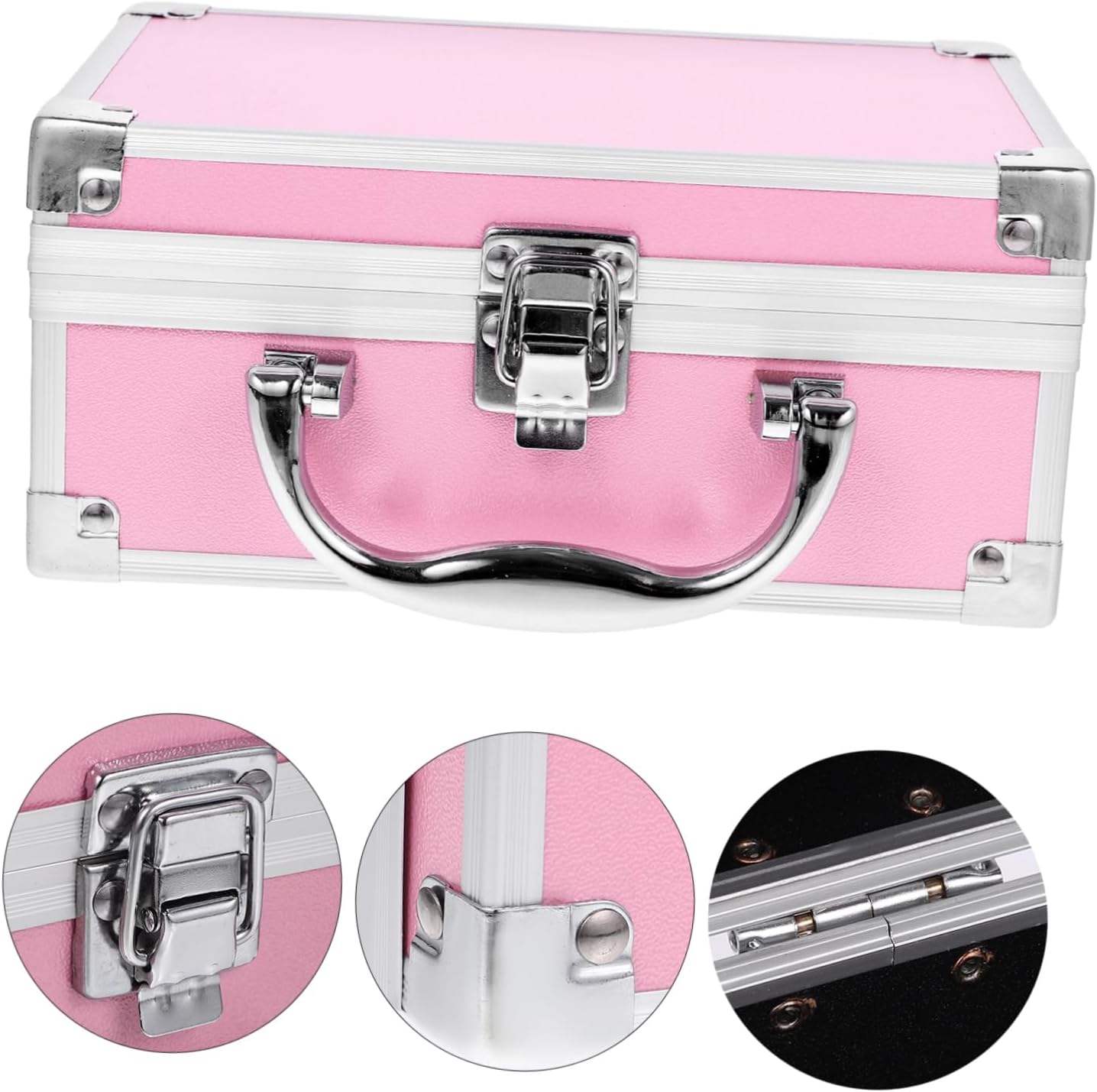 minkissy Aluminum Makeup Case Travel Accessories Organizer for Plane Portable Cosmetic Bag Handles Makeup Storage Case for Women