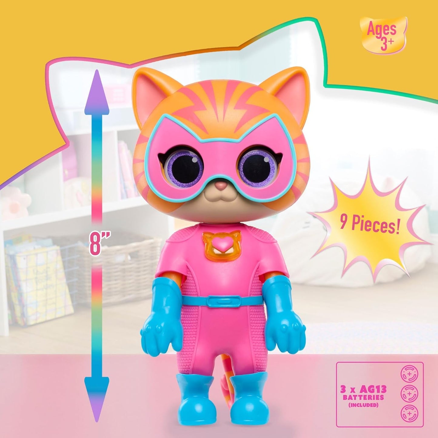Just Play Disney Junior SuperKitties Cat-Tastic Transforming Ginny, Kids Toys for Ages 3 Up by