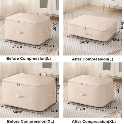 Ultra Space Saving Self Compression Organizer, Self Compression Bag, Self Compression Packing Cubes, Expandable Packing Organizers, Heavy Duty Moving Bags, Storage Tote for Space Saving (Beige, XL)