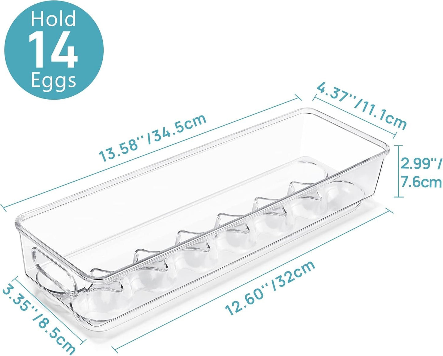 Vtopmart 2 Pack Egg Holder for Fridge, 14 Eggs Stackable Plastic Egg Tray with Lids, Egg Storage Container for Fridge(14 Eggs/2 PCS)