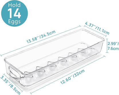 Vtopmart 2 Pack Egg Holder for Fridge, 14 Eggs Stackable Plastic Egg Tray with Lids, Egg Storage Container for Fridge(14 Eggs/2 PCS)