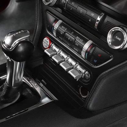Center Console Dashboard Button Switch Cover Trim Compatible with Ford Mustang 2015-2020 Interior Accessories (Silver)