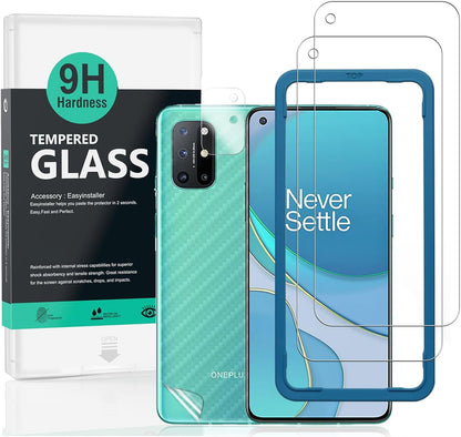 Ibywind Screen Protector for OnePlus 8T [Pack of 2] with Camera Lens Protector,Back Carbon Fiber Skin Protector,Including Easy Install Kit