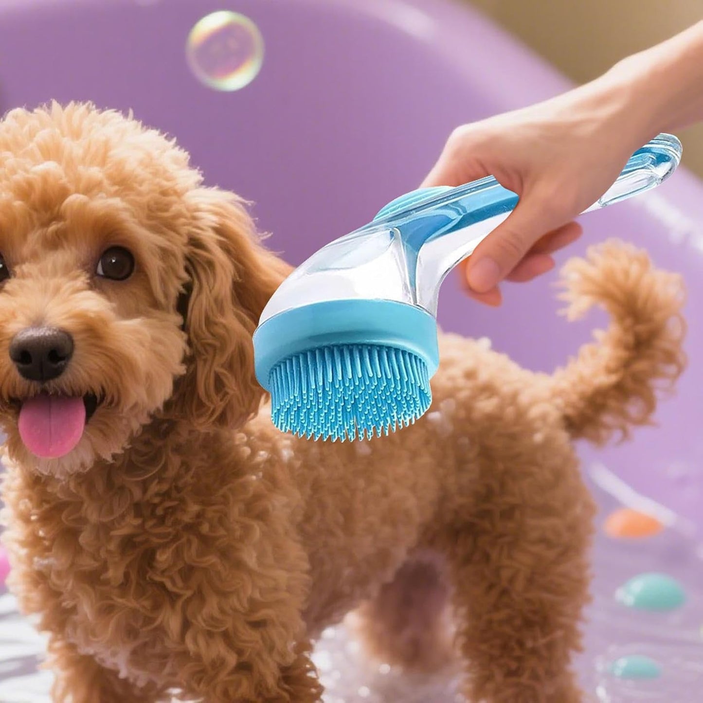 Dog Bath Brush, Pet Toilet Massaggio, Portatile Silicone Bristles, Ergonomic Handle Scrubber, Massaggio profondo di pulizia, per interni, Outdoor Bathing, Shower, Spa, Gatti, Kittens