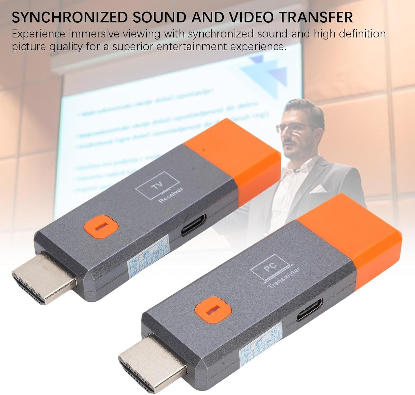 Wireless HDMI Transmitter and Receiver, Plug Play, Portable 1080P Extender, 5G Portable Wireless HDMI Extender Kit for Streaming Video and Audio to HDTV Projector Monitor