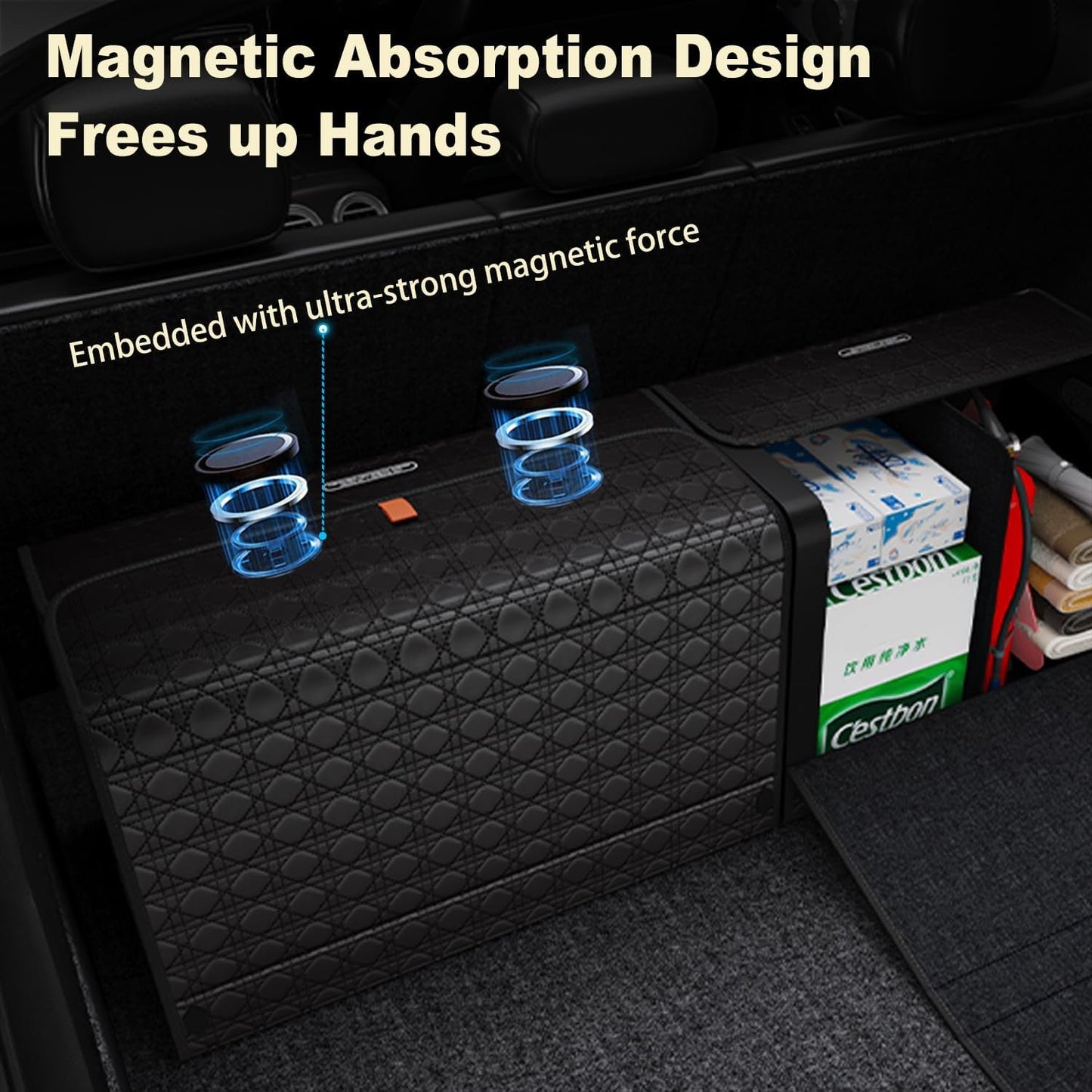 GMQ Car Trunk Organizer for SUV,Car Organizers and Storage with Collapsible Storage, Large Capacity for SUV, Truck, MPV (Black)