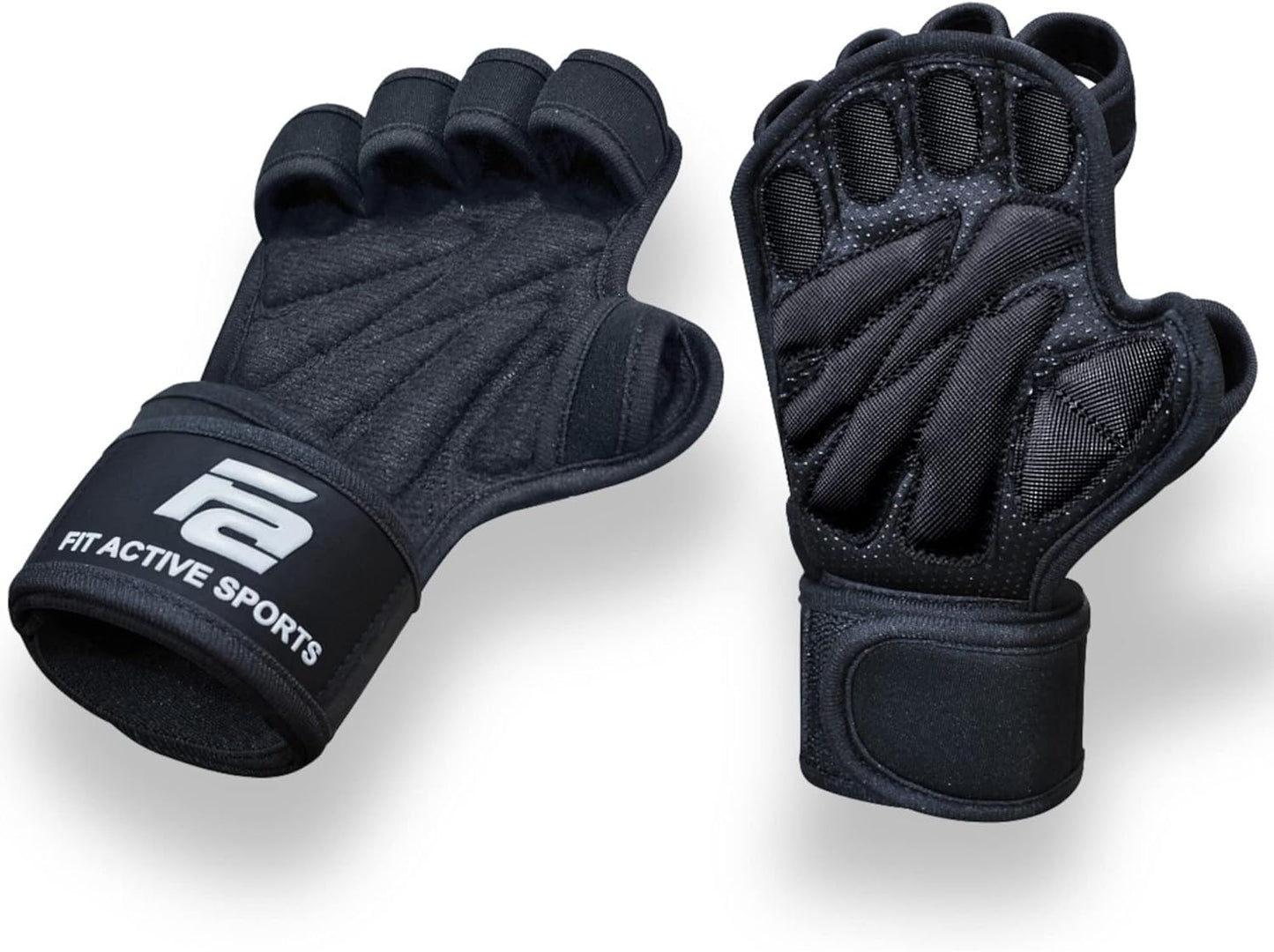 Fit Active Sports New Ventilated Weight Lifting Gloves with Built-in Wrist Wraps - Gym Workout for Pull Ups, Weightlifting, Men & Women